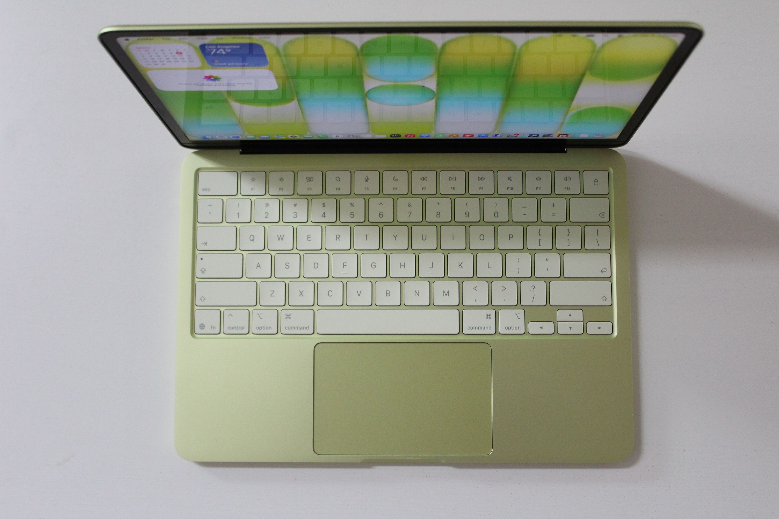 MacBook Neo keyboard and trackpad close-up