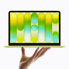MacBook Neo in Citrus color showing side profile