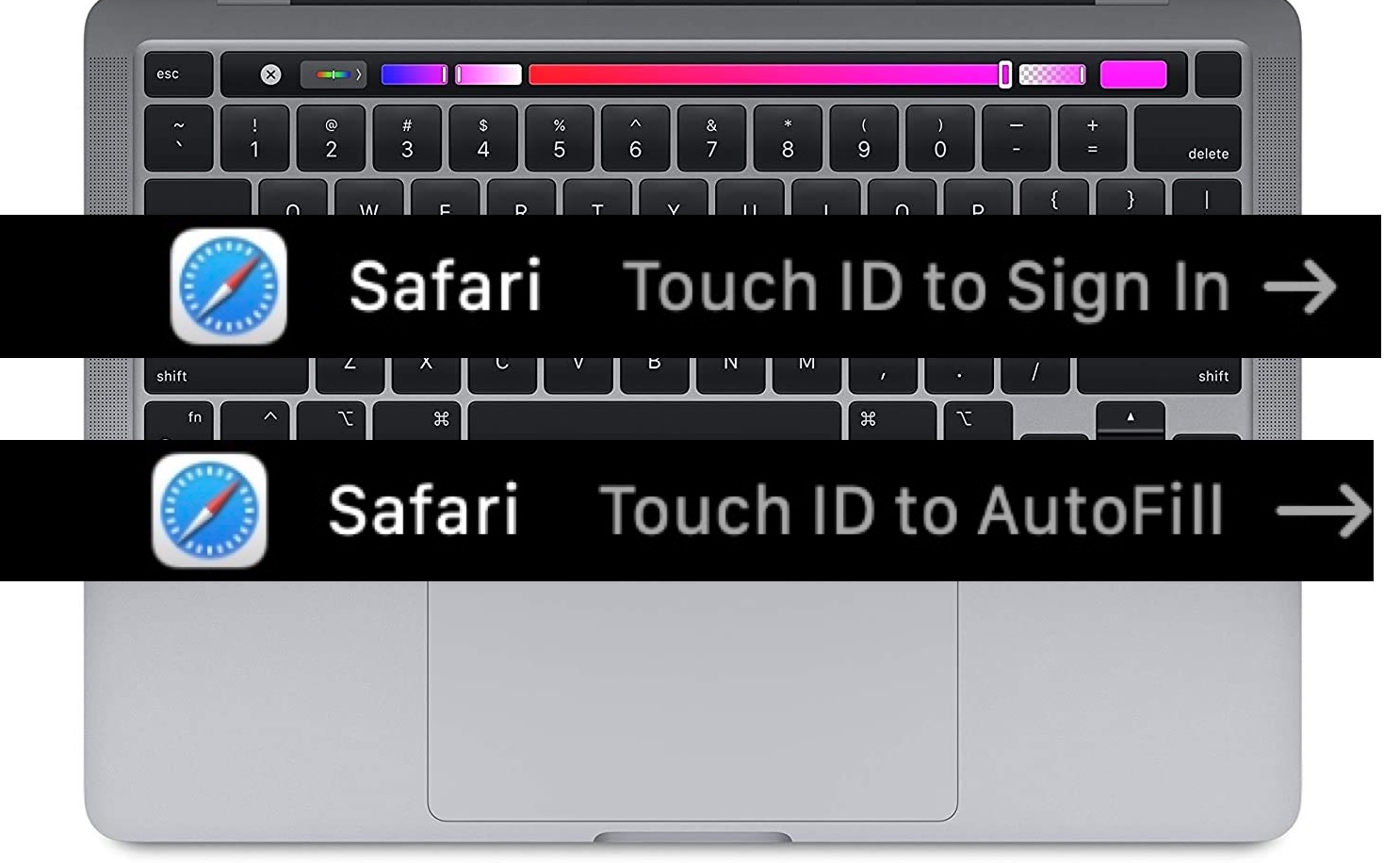 MacBook Neo, indigo color, Safari prompting user to log in using Touch ID