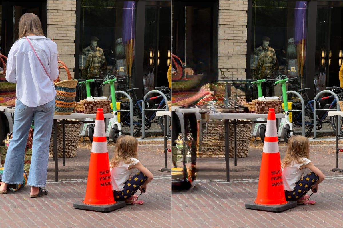 Clean Up tool in use, removing a traffic cone from a photo