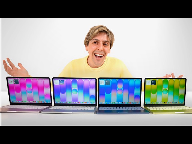 MacBook Neo in four colors displayed side by side