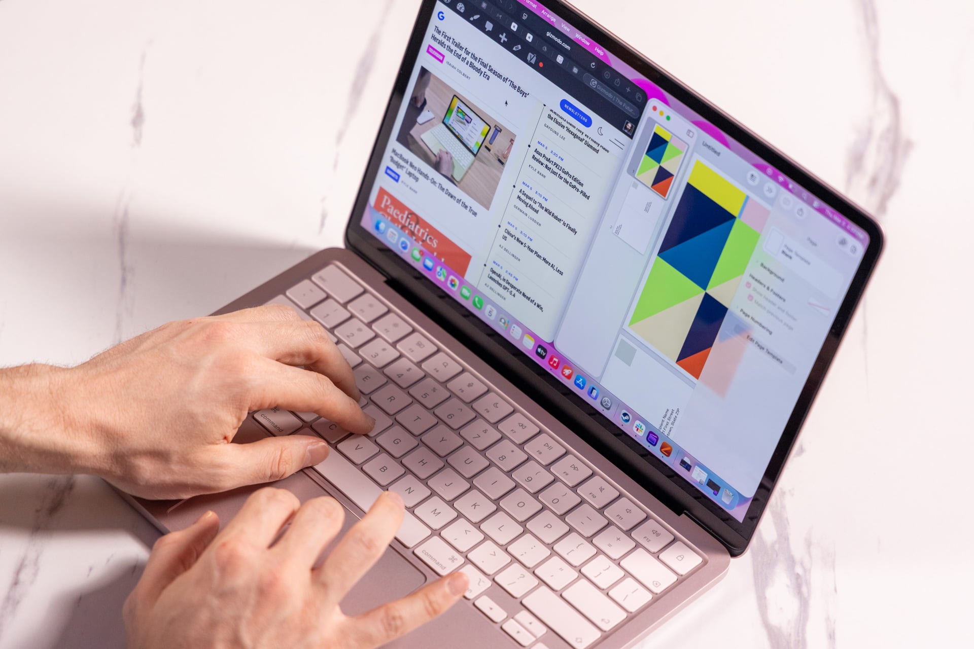 Student multitasking on MacBook Neo