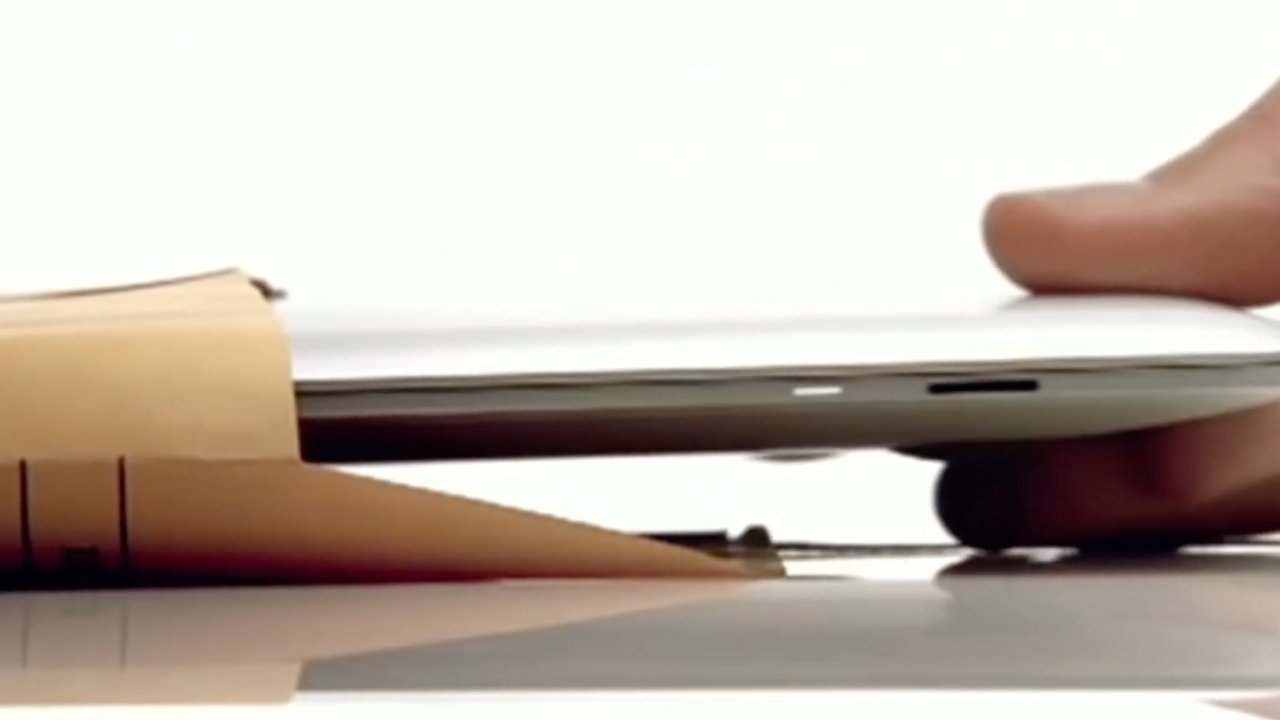 MacBook Air M1 showing its classic wedge-shaped design from a side angle