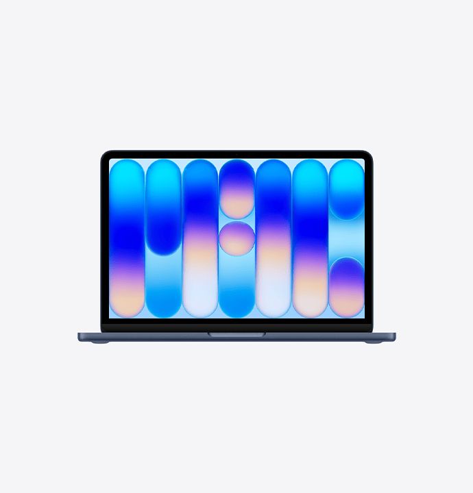 MacBook Neo shown in Indigo color with rounded corners