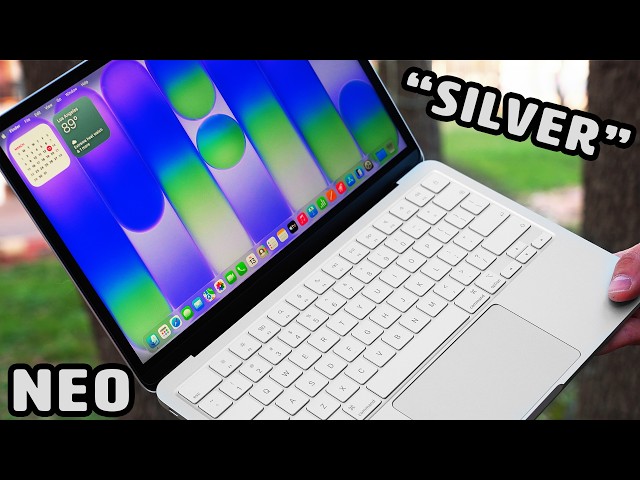 MacBook Neo laptop showing its slim design and silver finish
