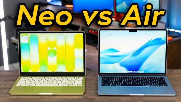 Comparison of MacBook Neo display versus MacBook Air display color reproduction